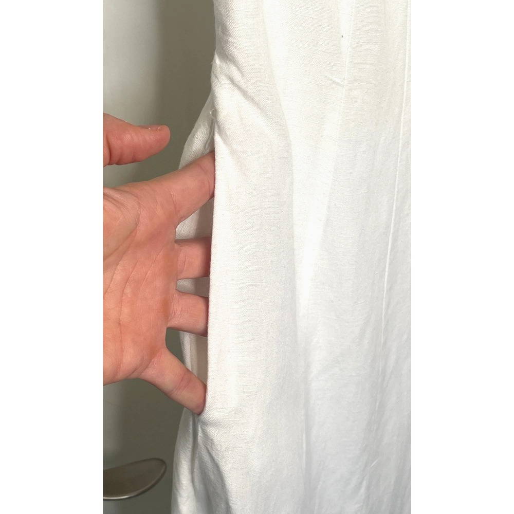 NWT Sincerely Jules Women's White Linen Blend Sundress Sz S Lined Lagenlook Boho - Picture 4 of 10